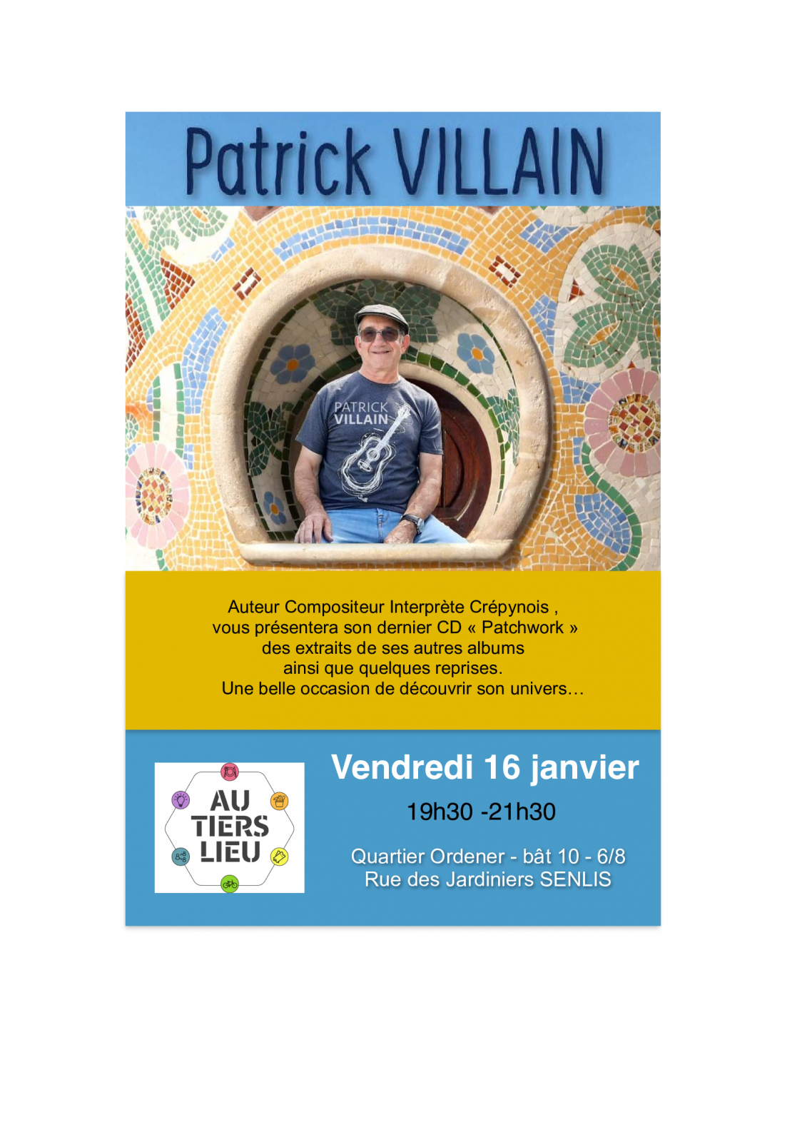 Concert de Patrick Villain au Tiers Lieu de Senlis