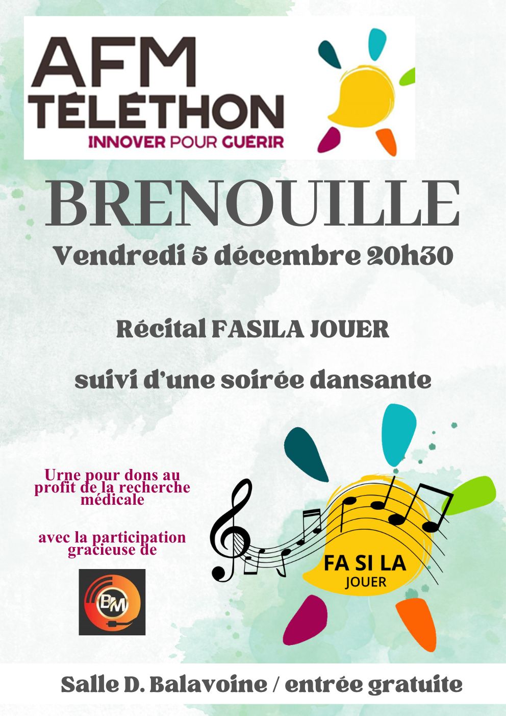 Concert de l’Atelier Chant Fasila Jouer au profit du Téléthon