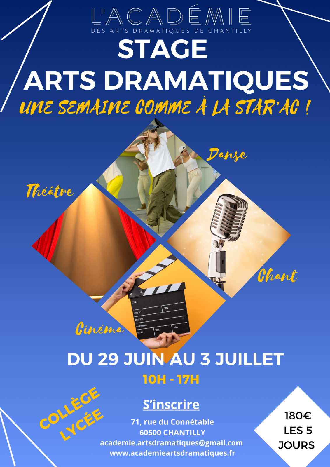 Stage « Arts Dramatiques » à l&rsquo;Académie des Arts Dramatiques de Chantilly