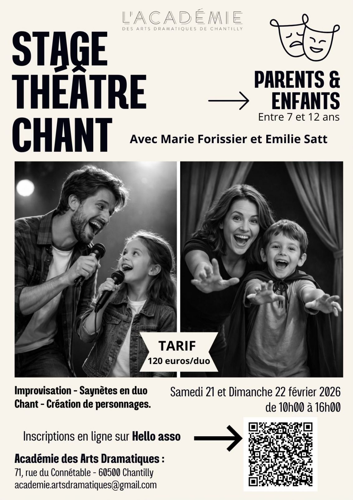 Stage Théâtre/Chant Parents/enfants à l&rsquo;Atelier MOZ Chantilly