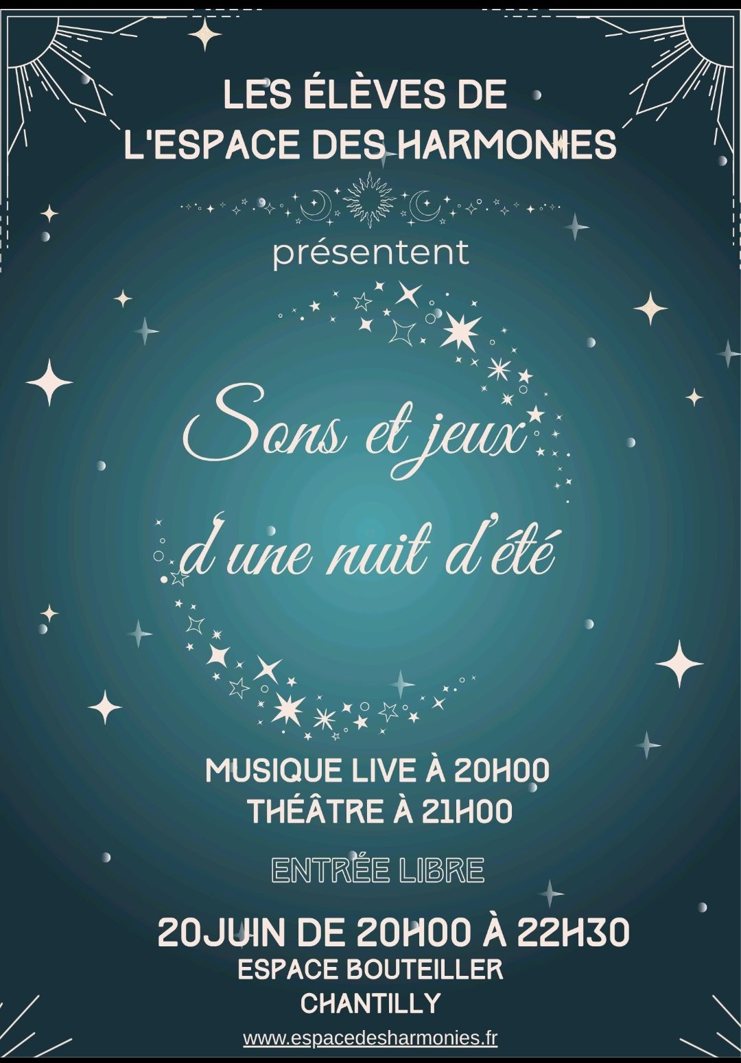Soirée « Sons et jeux d&rsquo;une nuit d&rsquo;été » à l&rsquo;Espace Bouteiller de Chantilly
