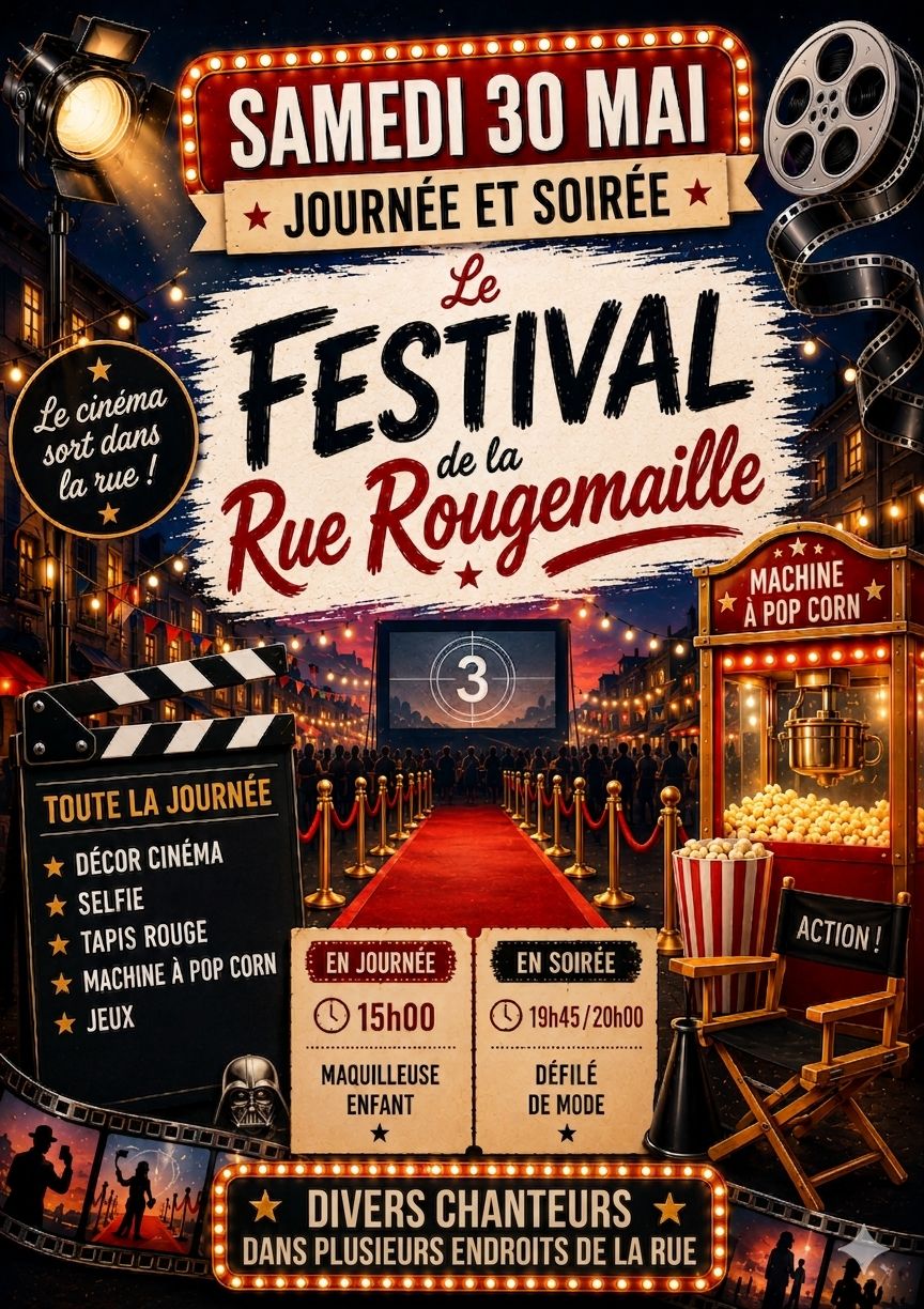 « Le cinema sort dans la rue Rougemaille à Senlis »