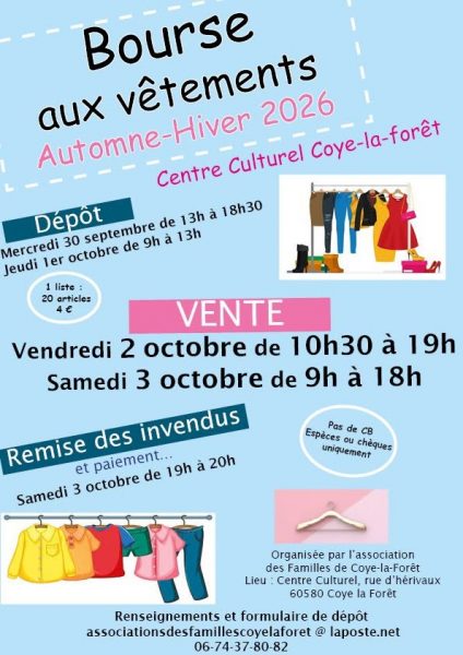 Brocante – Bourse aux vêtements à Coye-la-Forêt