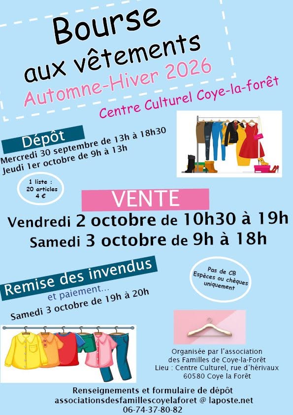 Brocante – Bourse aux vêtements à Coye-la-Forêt