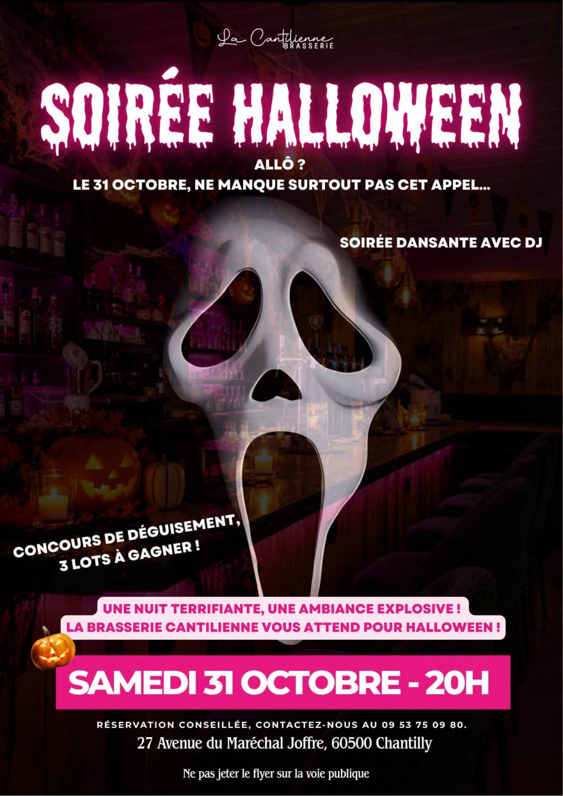 Animation – Soirée Halloween à la Brasserie Cantilienne à Chantilly