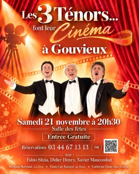 Concert – Les 3 ténors font leur cinéma à Gouvieux