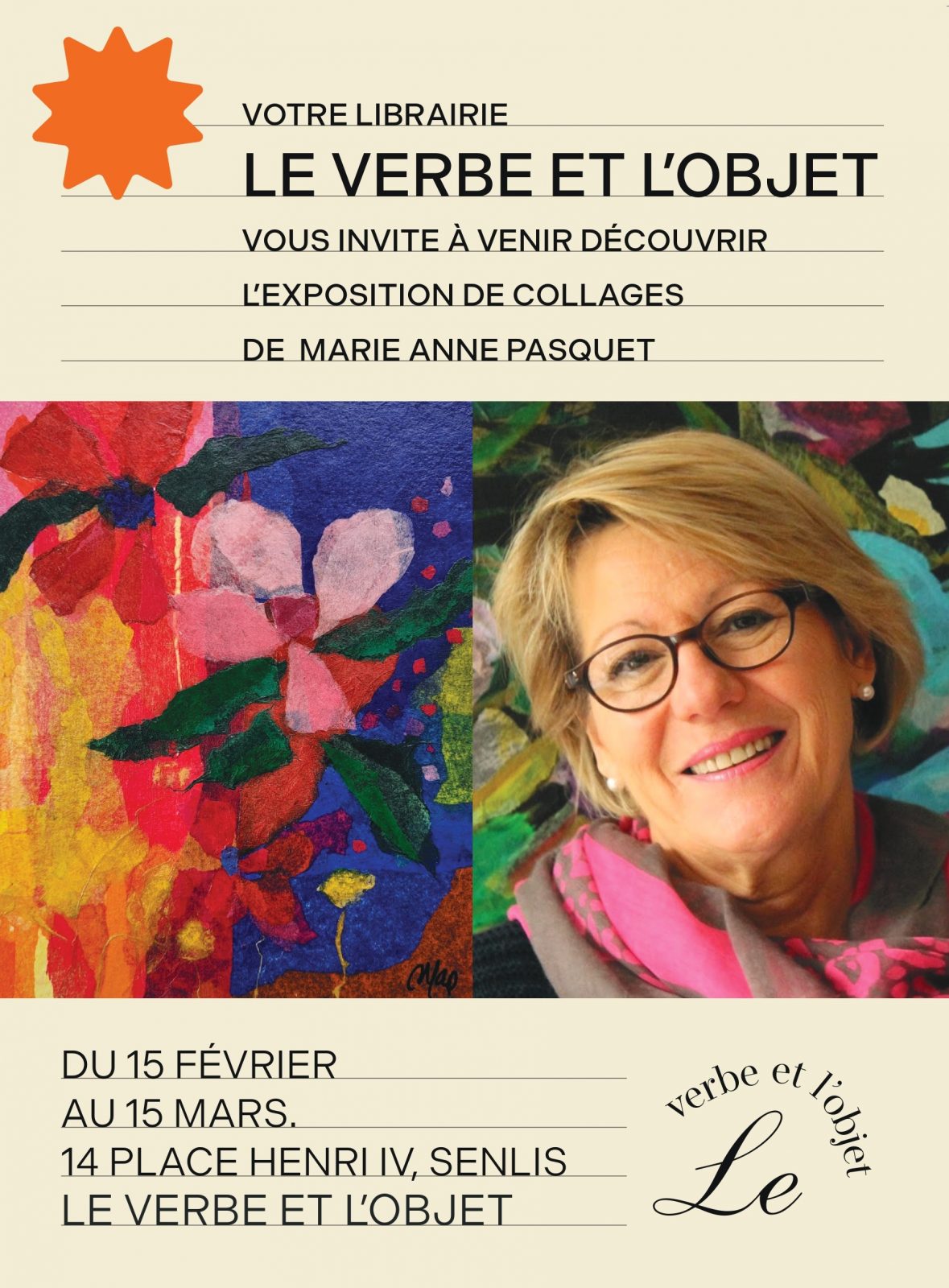 Exposition des collages de Marie-Anne Pasquet à la librairie « Le Verbe & l&rsquo;Objet »