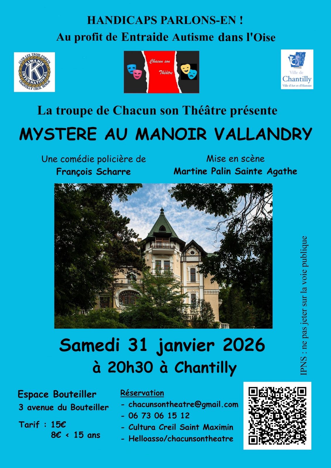 Théâtre « Mystère au manoir Vallandry » à l&rsquo;Espace Bouteiller de Chantilly