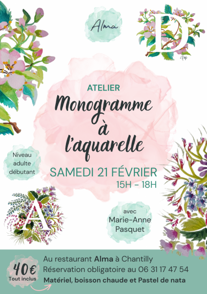 Atelier monogramme à l&rsquo;aquarelle chez Alma à Chantilly