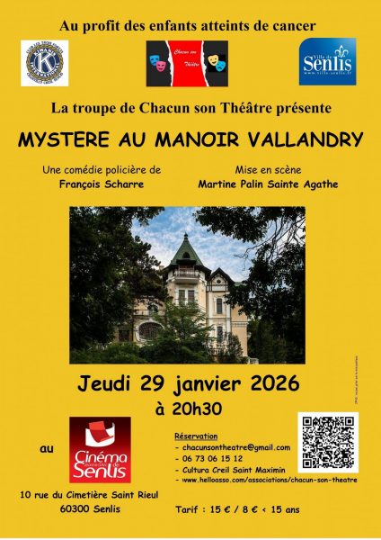 Théâtre « Mystère au manoir Vallandry » au Cinéma de Senlis