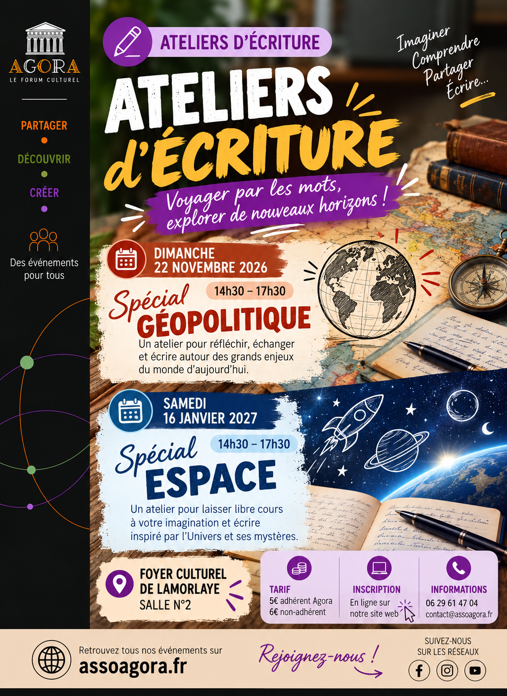 Loisirs – Atelier d&rsquo;écriture Spécial géopolitique à Lamorlaye