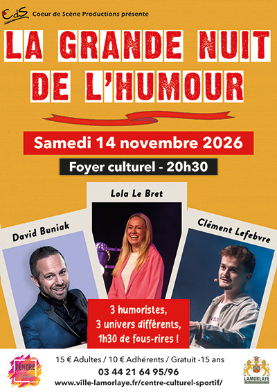 Spectacle – « La Grande nuit de l&rsquo;humour » à Lamorlaye