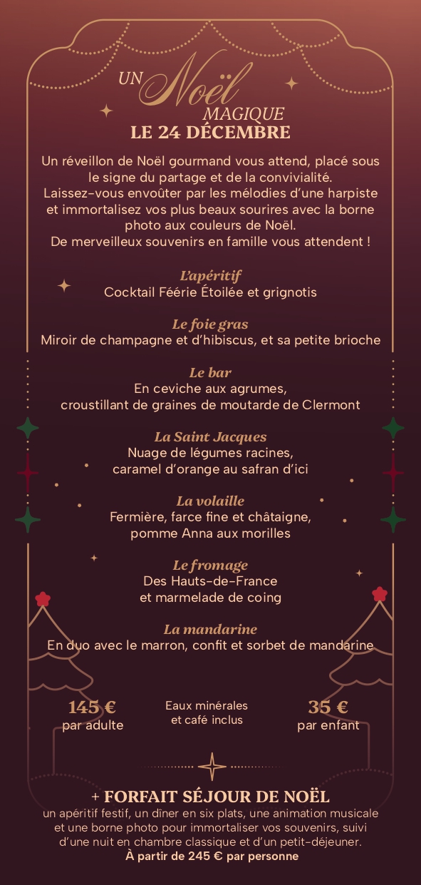 Dîner du réveillon de Noël au Château de la Tour