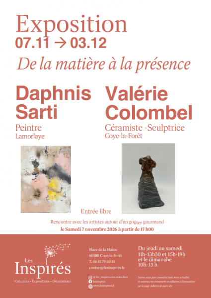 Exposition – « De la matière à la présence » chez Les inspirés à Coye-la-Forêt
