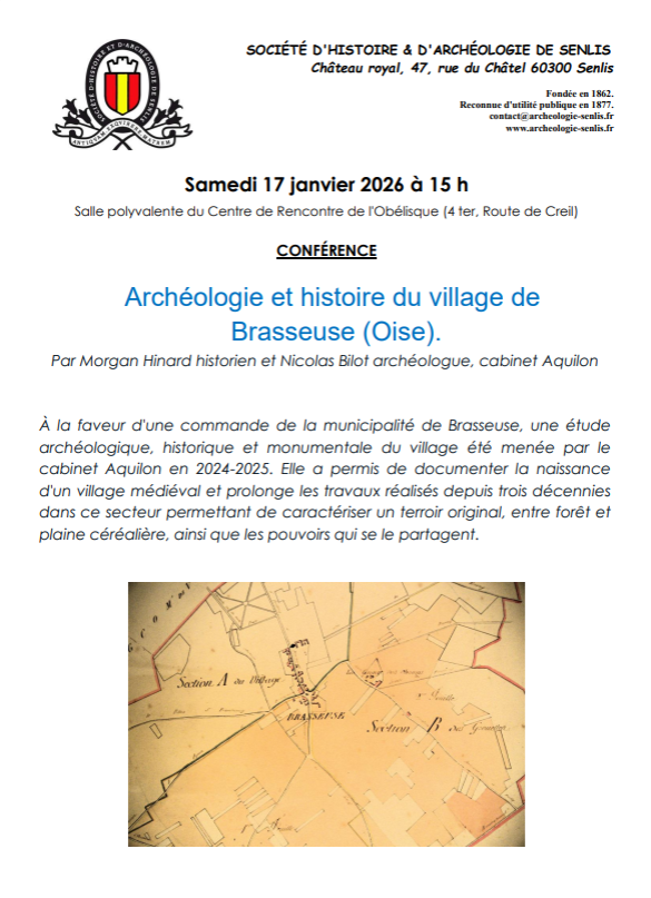 Conférence de la SHAS « Archéologie et histoire du village de Brasseuse » à Senlis