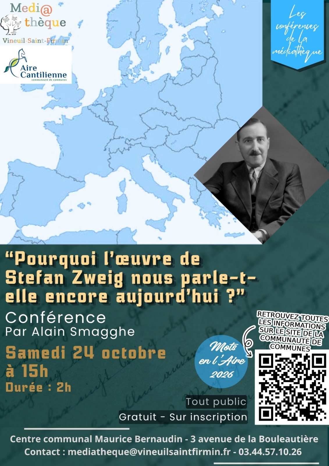 Conférence « Pourquoi l’œuvre de Stefan Zweig nous parle-t-elle encore aujourd’hui ?» à Vineuil-Saint-Firmin