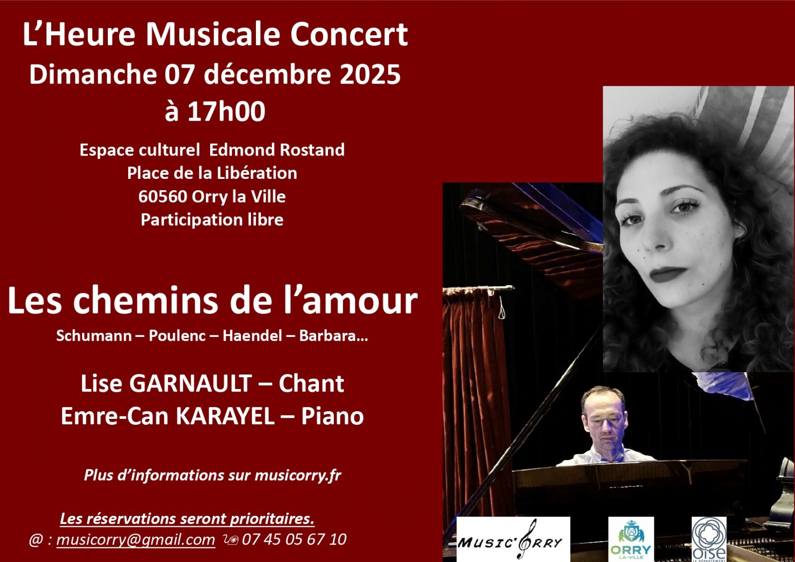 Musical Hour" concert - Les chemins de l'amour at the Orry-la-Ville Cultural Centre