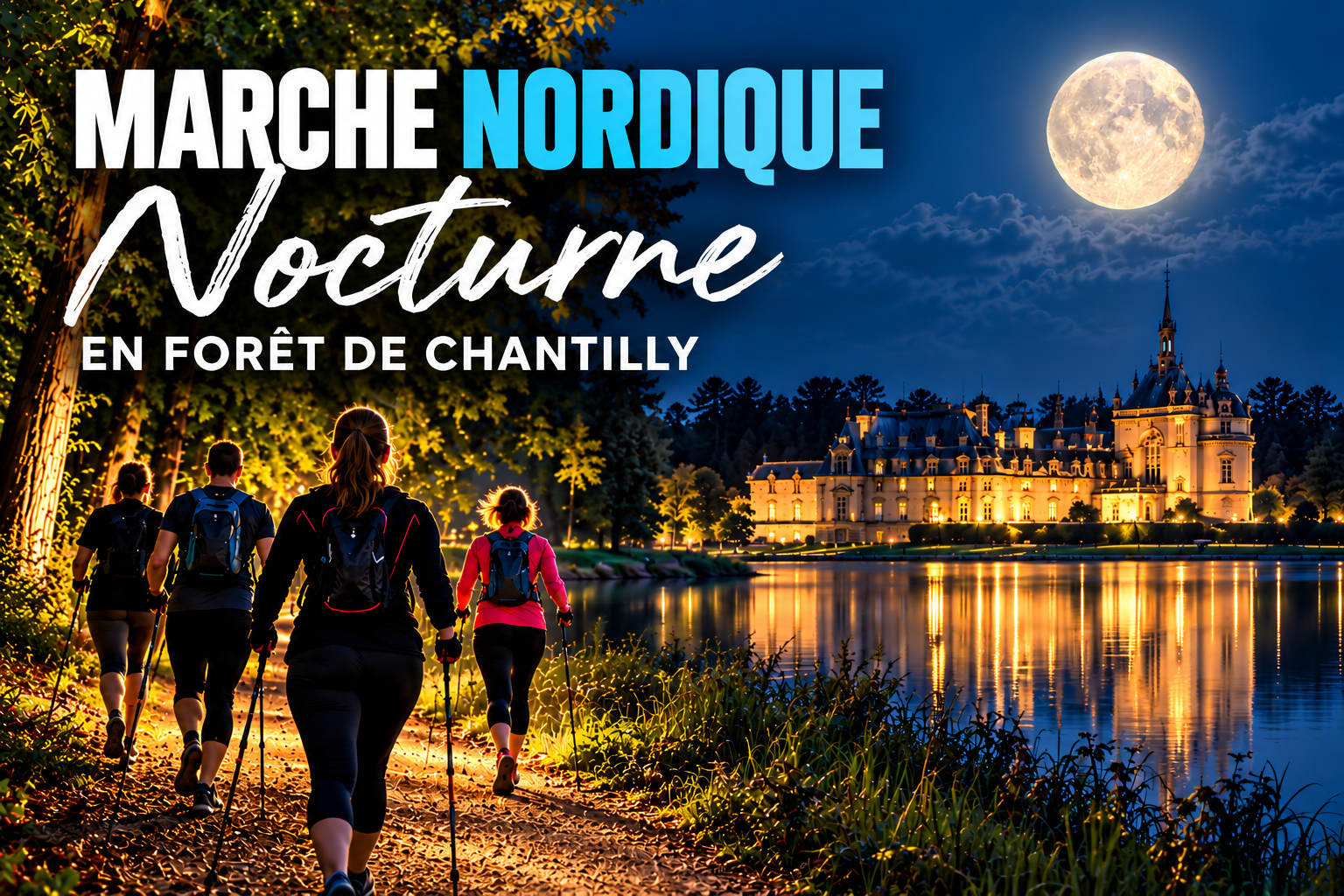 Marche nordique nocturne avec Ton Coach Sportif à Chantilly