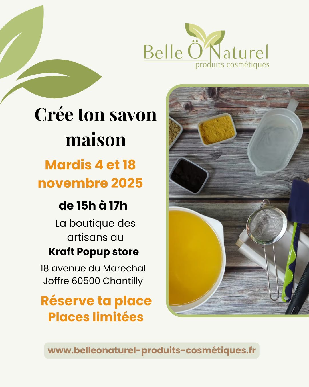 Atelier Saponification : Créez votre savon au Kraft Pop Up Store de Chantilly