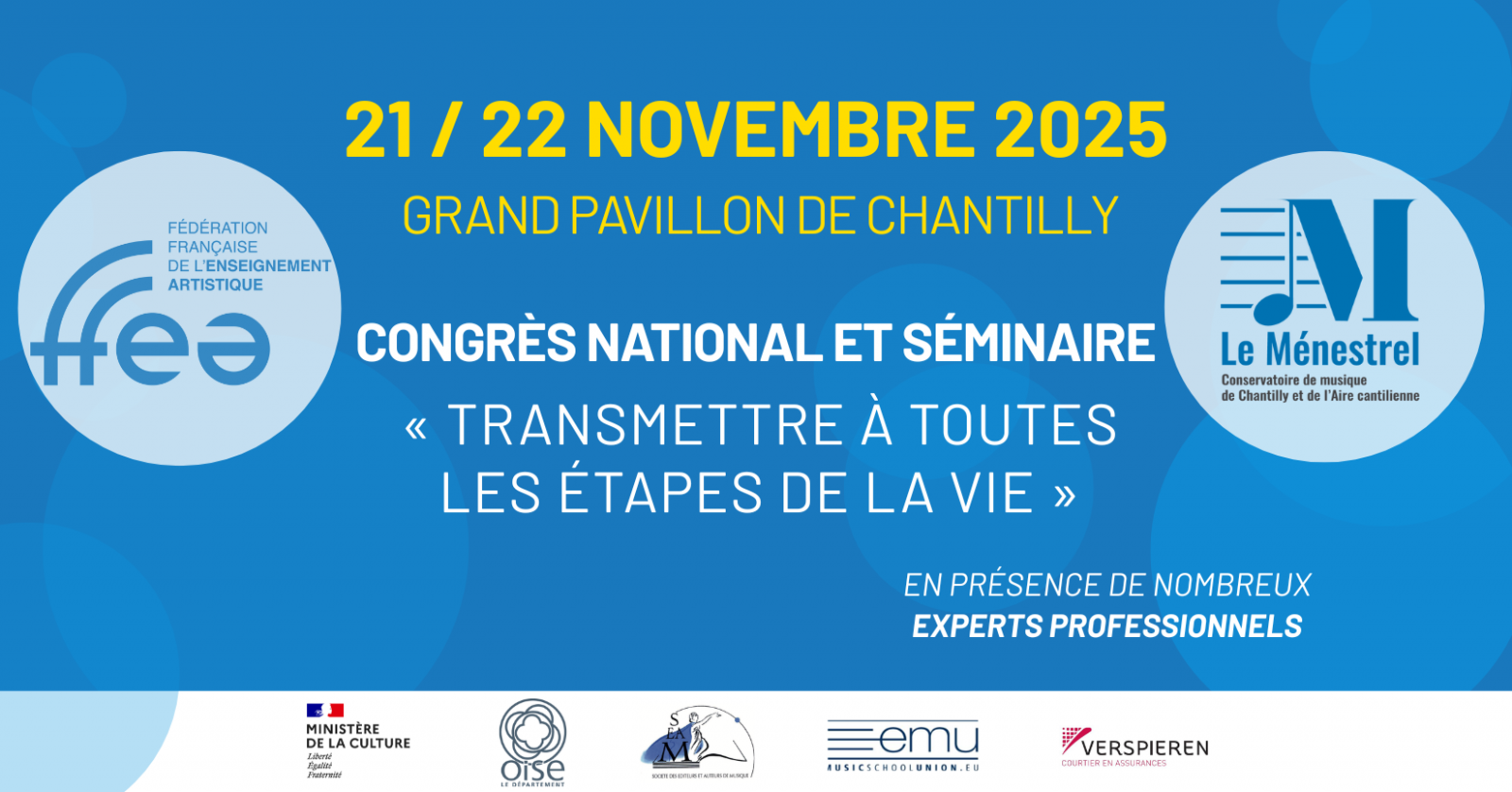 Seminar over "Ethiek, welzijn en artistieke ontwikkeling van peuters" door de FFEA en le Ménestrel in het Grand Pavillon Chantilly