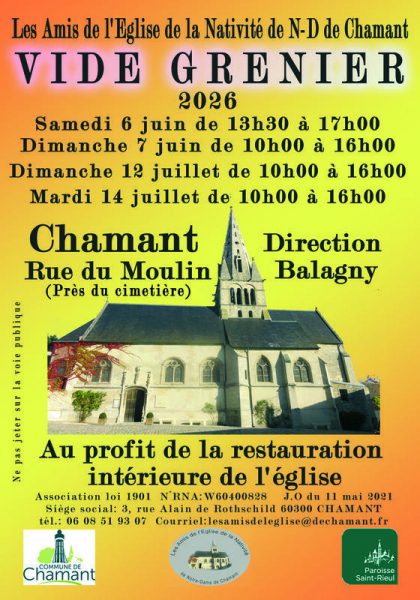 Vide-Grenier de l’Association des Amis de l’Eglise Notre-Dame de Chamant