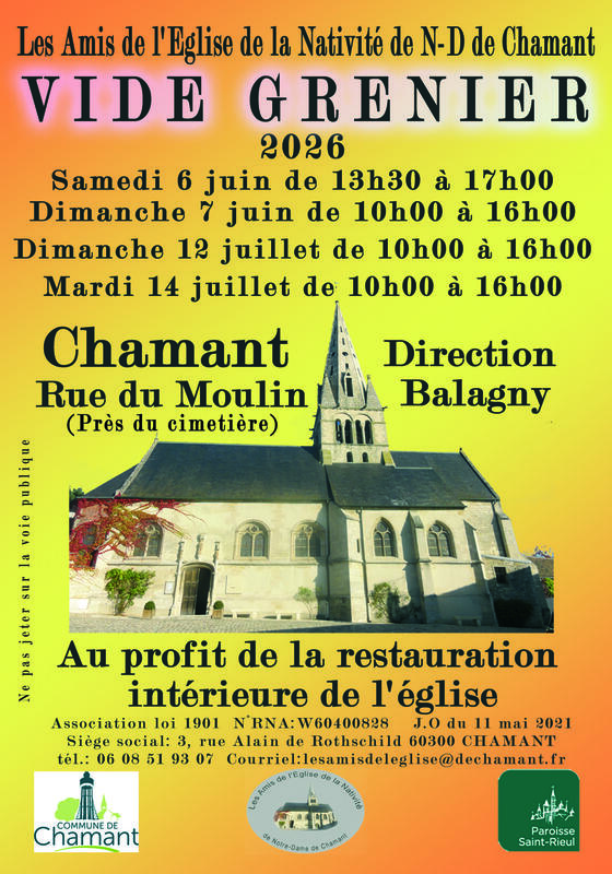 Vide-Grenier de l&rsquo;Association des Amis de l&rsquo;Eglise Notre-Dame de Chamant