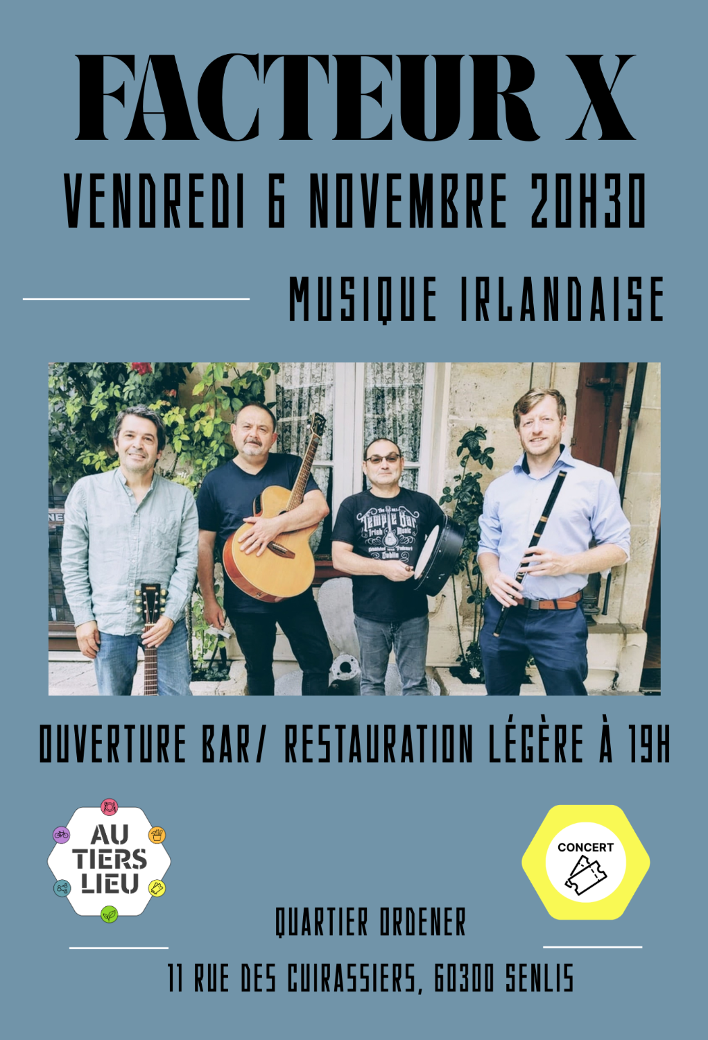 Concert – Musique irlandaise « Facteur X » à Senlis