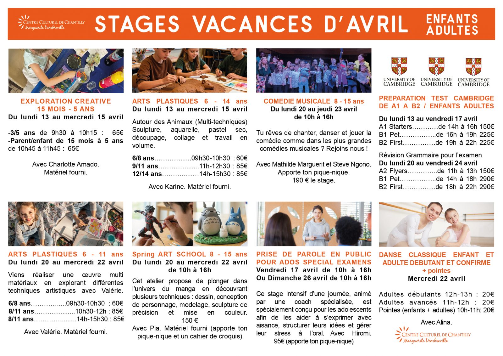 Ateliers d&rsquo;art au Centre Cutlurel de Chantilly