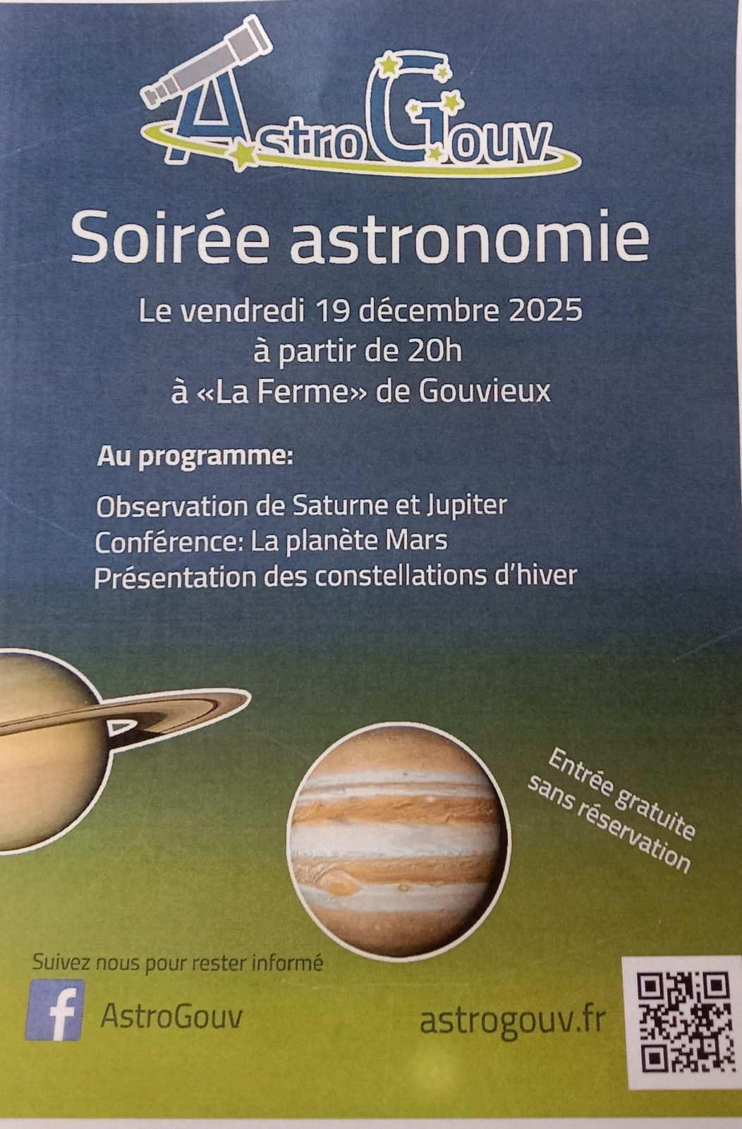 Soirée Astronomie à la Ferme de Gouvieux